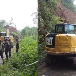 Alat Berat Excavator Evakuasi Material Longsor di Lereng Wilis Dusun Kandangan Madiun