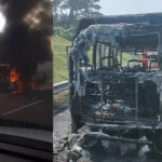 Mobil Elf Terbakar di Tol Madiun-Kertosono, 18 Penumpang Selamat