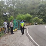 Truk Bermuatan Batu Alam Terguling di Tikungan Sarangan, Pasutri Alami Luka Serius
