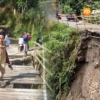 Jalan Tergerus Longsor, Warga Ponorogo Gendong Siswa Pulang Sekolah