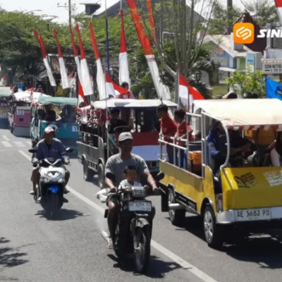 Karnaval Unik di Magetan, Puluhan Mesin Penggiling Padi Dihias Nuansa Kemerdekaan